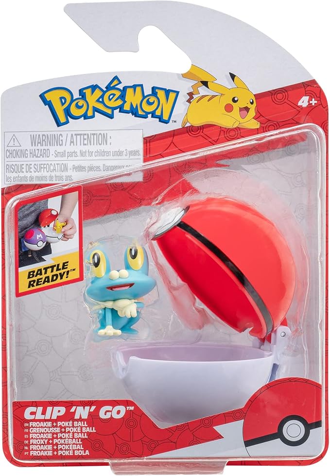 Pokémon FireRed & LeafGreen to Receive Physical Edition 6 Pokémon PKW3133 - ClipnGo Poké Balls - Froxy & Pokéball, Official Pokéball with 5 cm Figure Red Ball