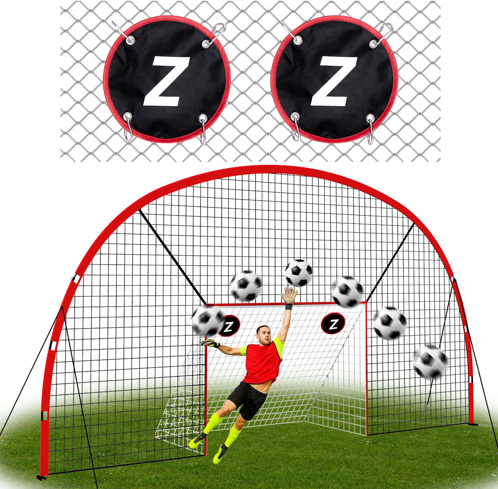 サッカー　リバウンダー Amazon | ZEALFEEL 3イン1 サッカーゴール バックストップネット