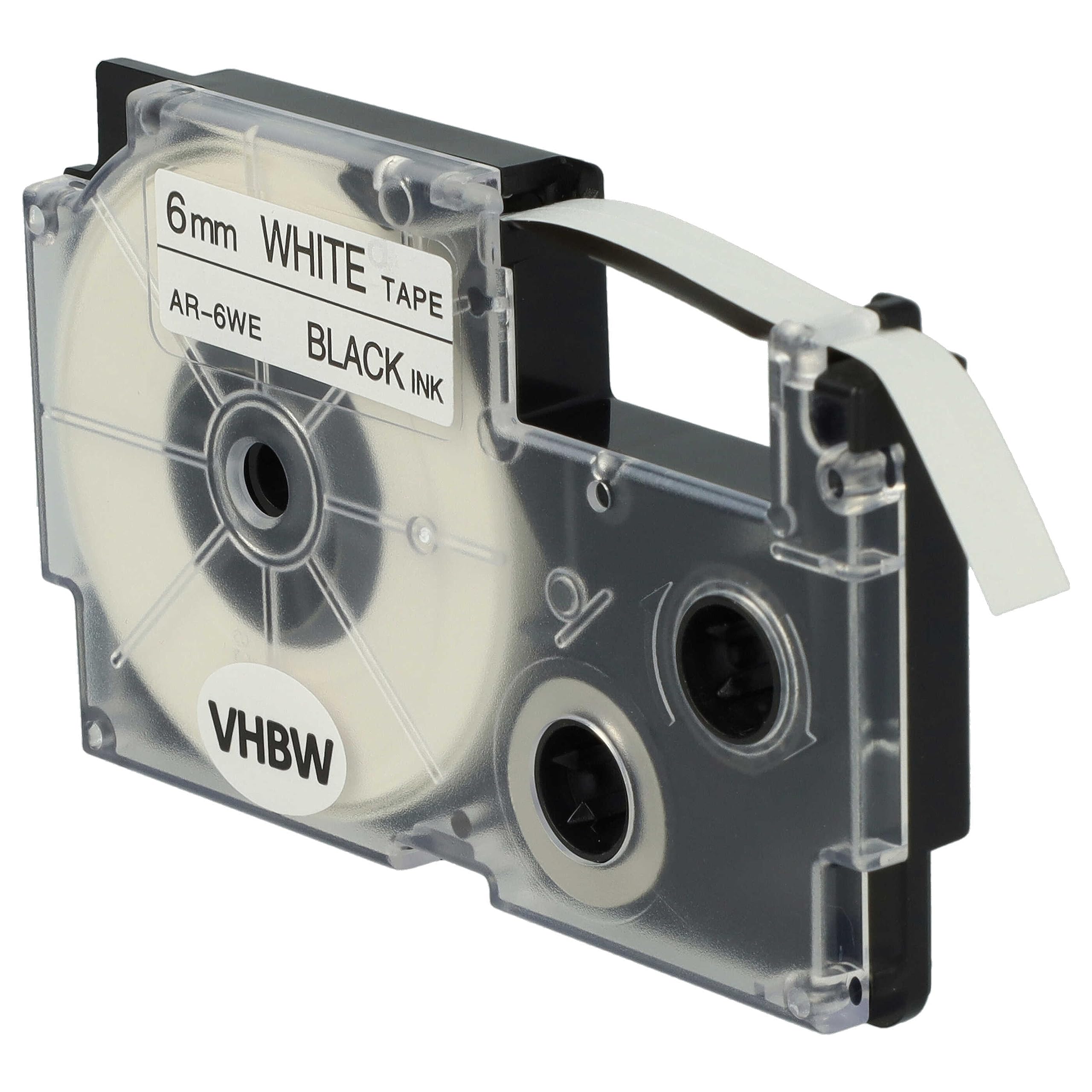 vhbw 50x Cassetta nastro compatibile con Casio KL-2000, KL-300, KL-70E, KL-200E, KL-60, KL-7000 etichettatrice 8m x 6 mm nero su bianco