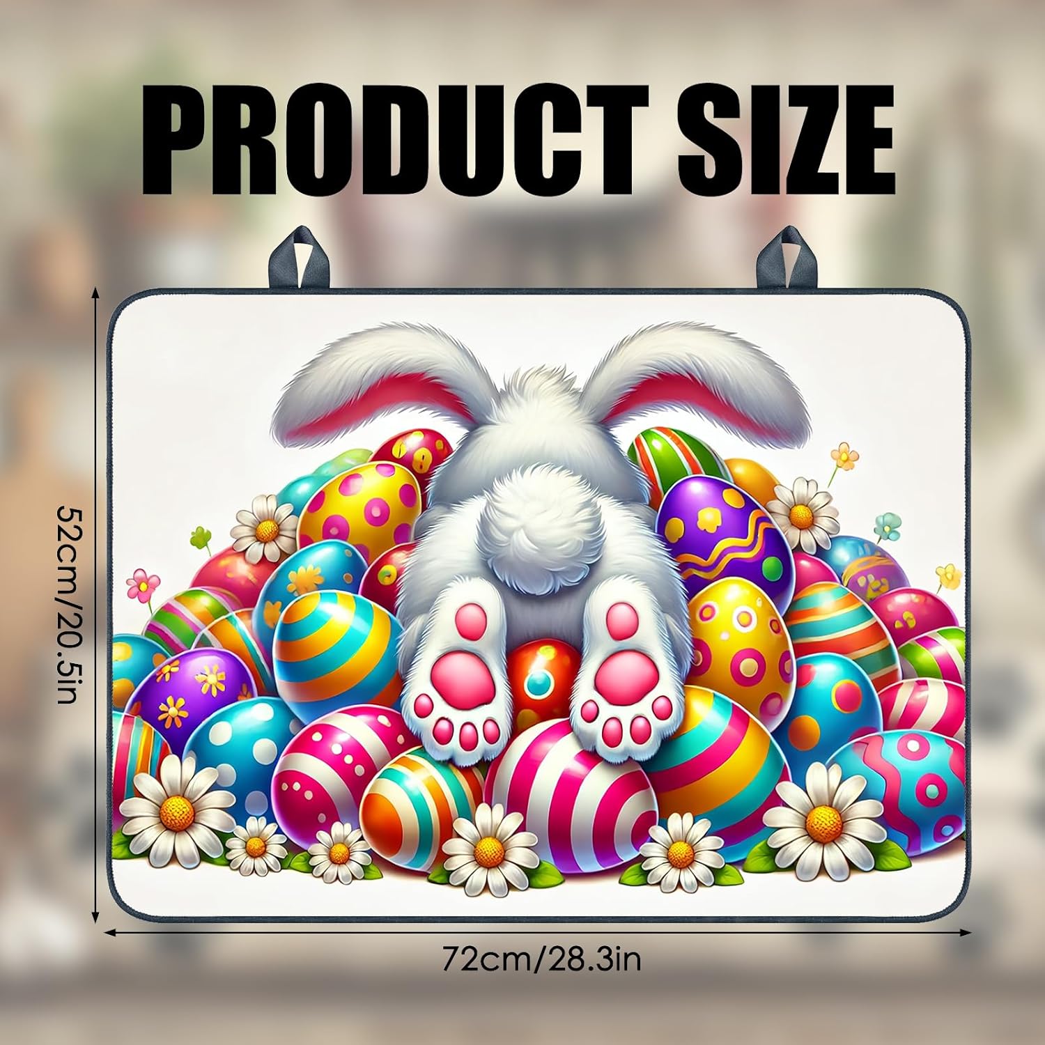 Nuxovilar Stove Top Cover Glass Stove Top Cover Protector Rabbit Butt Colorful Egg Pattern Polyester Diatomaceous Earth 28.65x20.47Inch Kitchen Countertop Household Decoration