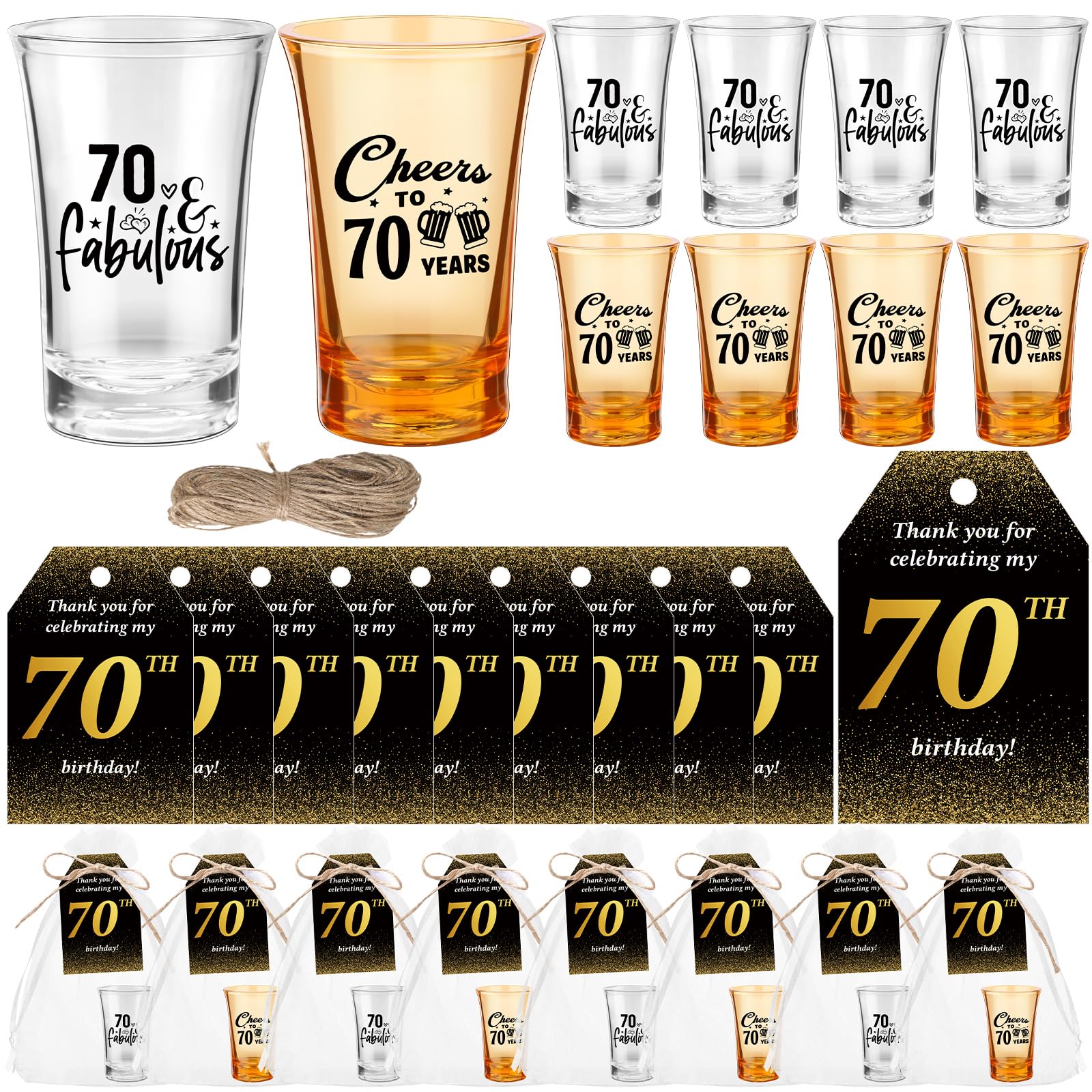 Birthday Thank You Gifts 50 Sets 70th Birthday Party Favors - Purple Shot  Glasses With Thank You Cards \u0026 Gift Bags Adult Party Favors, image size:1600x1600