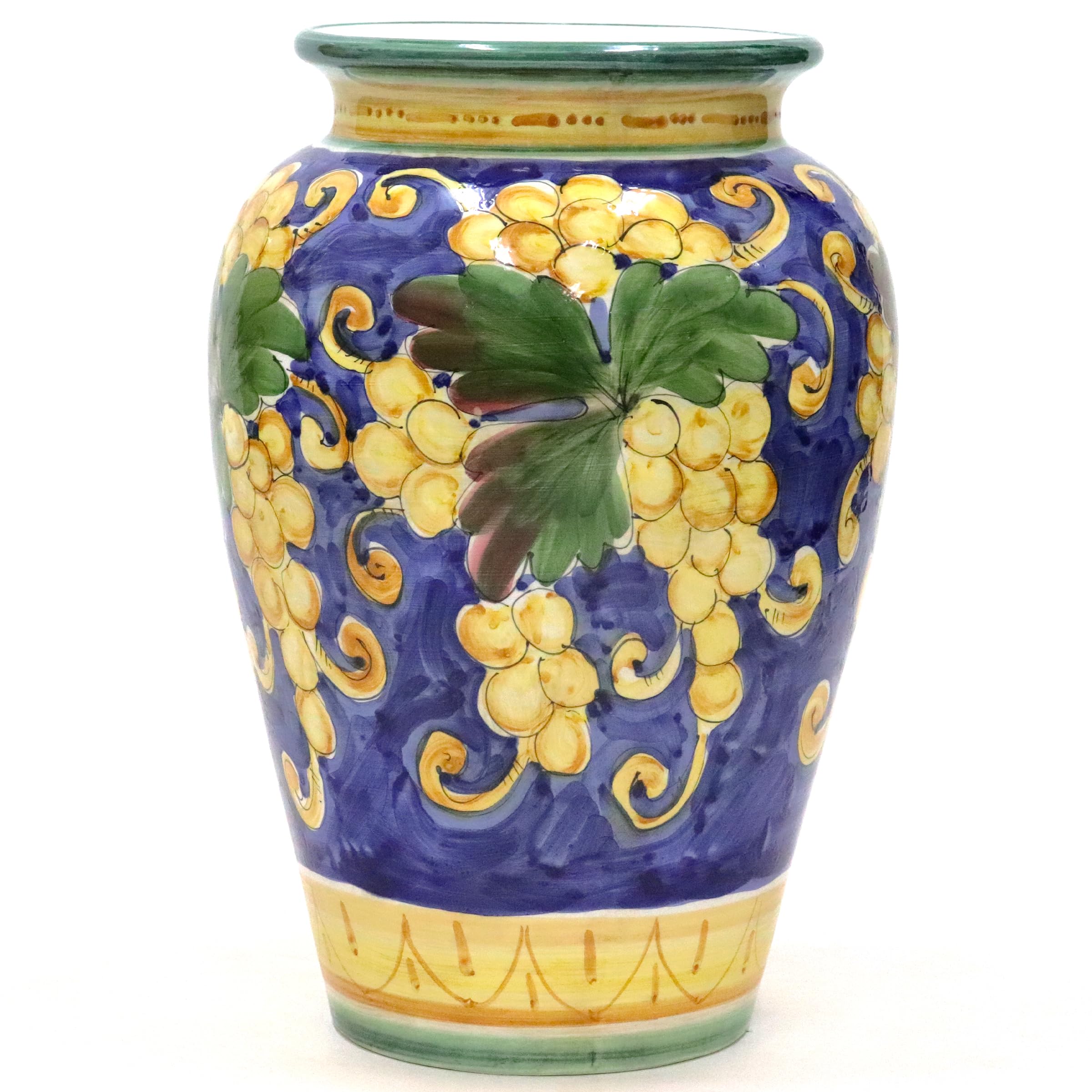 イタリア製陶器傘立て マヨリカ焼ぶどう柄