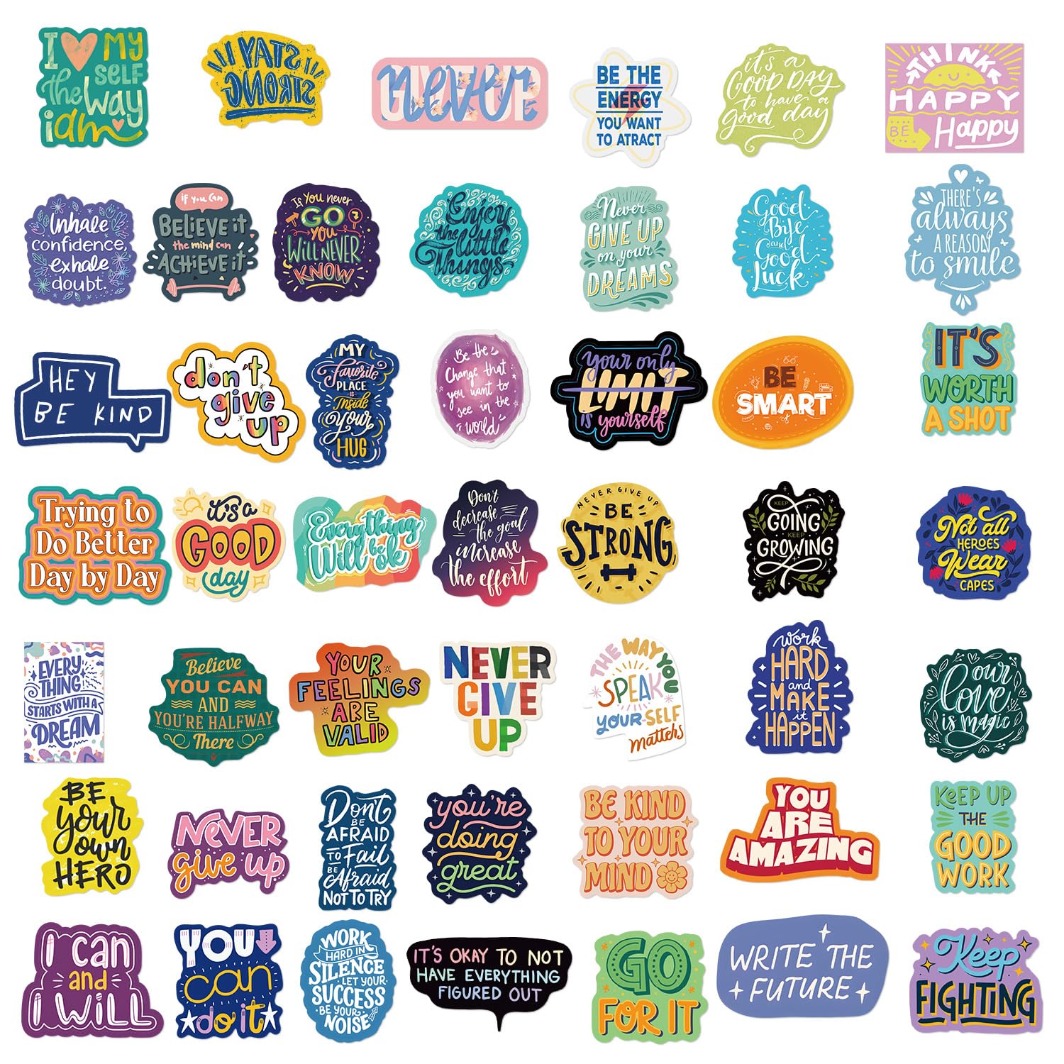 Inspirational Stickers for Laptop (50 PCS),Gift for Children Teens Adults Girl Boys,Waterproof Stickers for Water Bottle,Inspirational Vinyl Stickers for Scrapbook,Skateboard,Bike,Phone,Dairy - Image 2