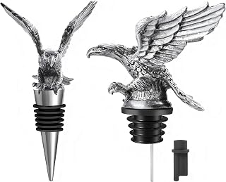 2-in-1 set, 1x Wine Pourer Spout Aerator with cover, 1x Wine Bottle Stopper with Silicone Seal, Food-Grade Stainless Steel and Silicone, Keep Fresh for up to 15 Days (American Bald Eagle)
