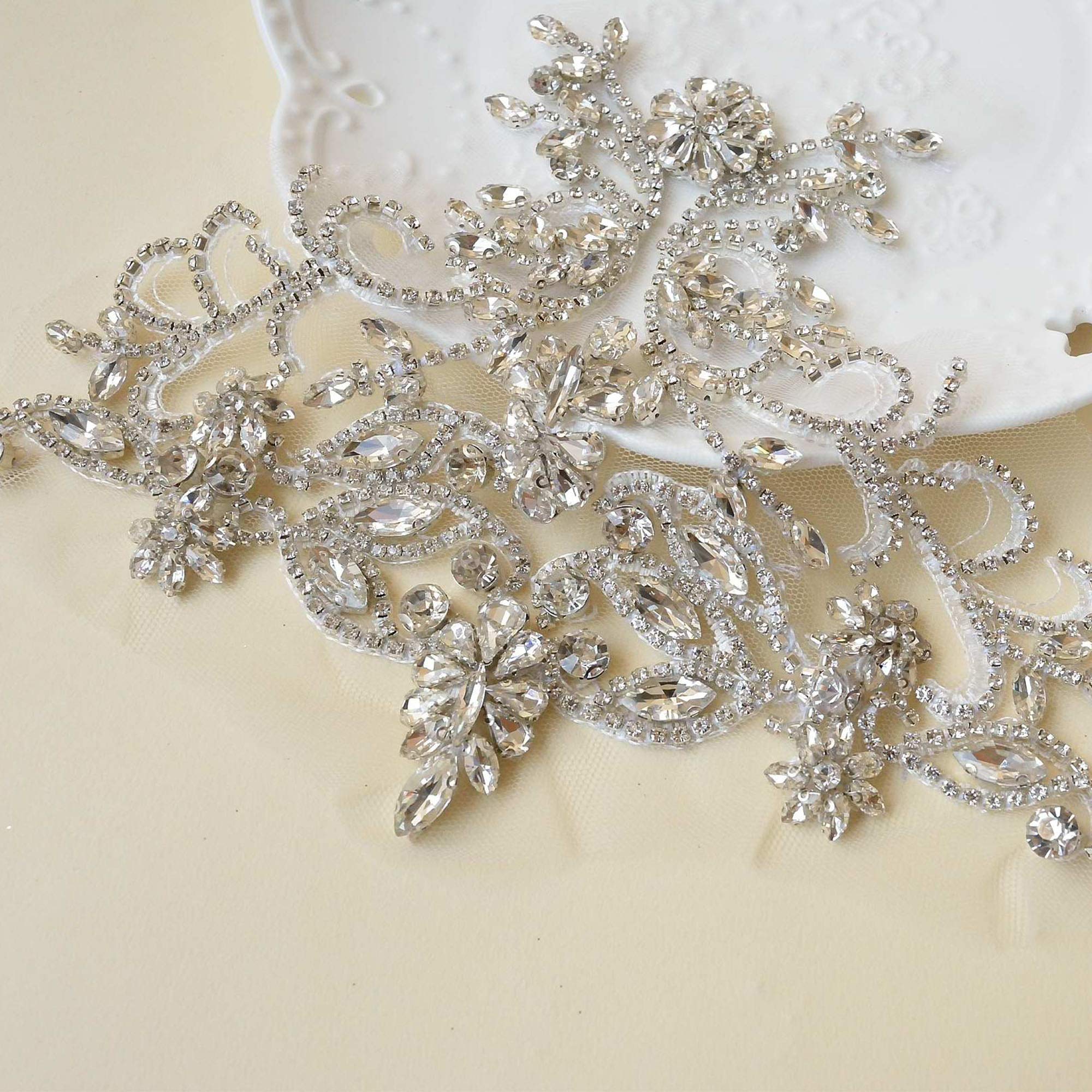 Applique Strass Ronde Dorée 10.5 Cm – Avec Chaîne Métal Au Dos, Pour Mariage, Robe, DIY, Accessoires
