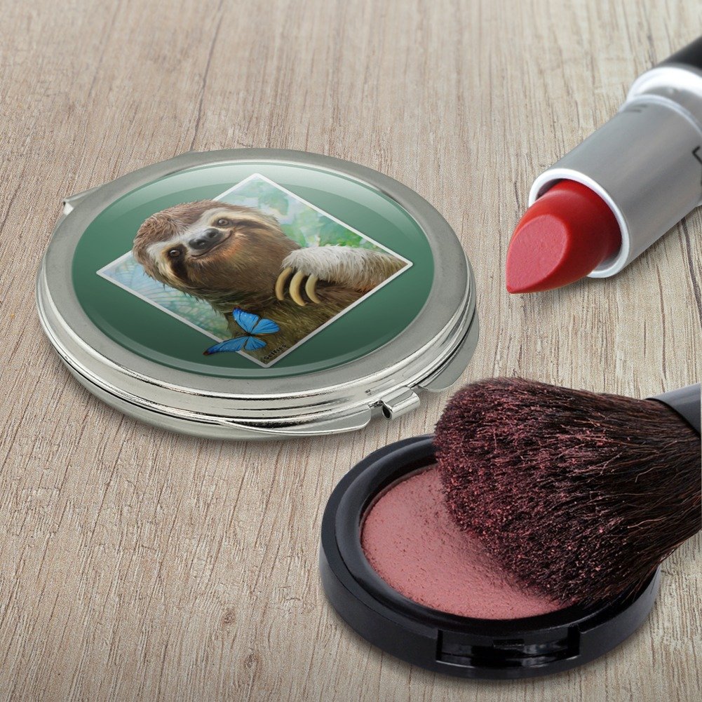 Sloth Selfie Picture Compact Travel Purse Handbag Makeup Mirror