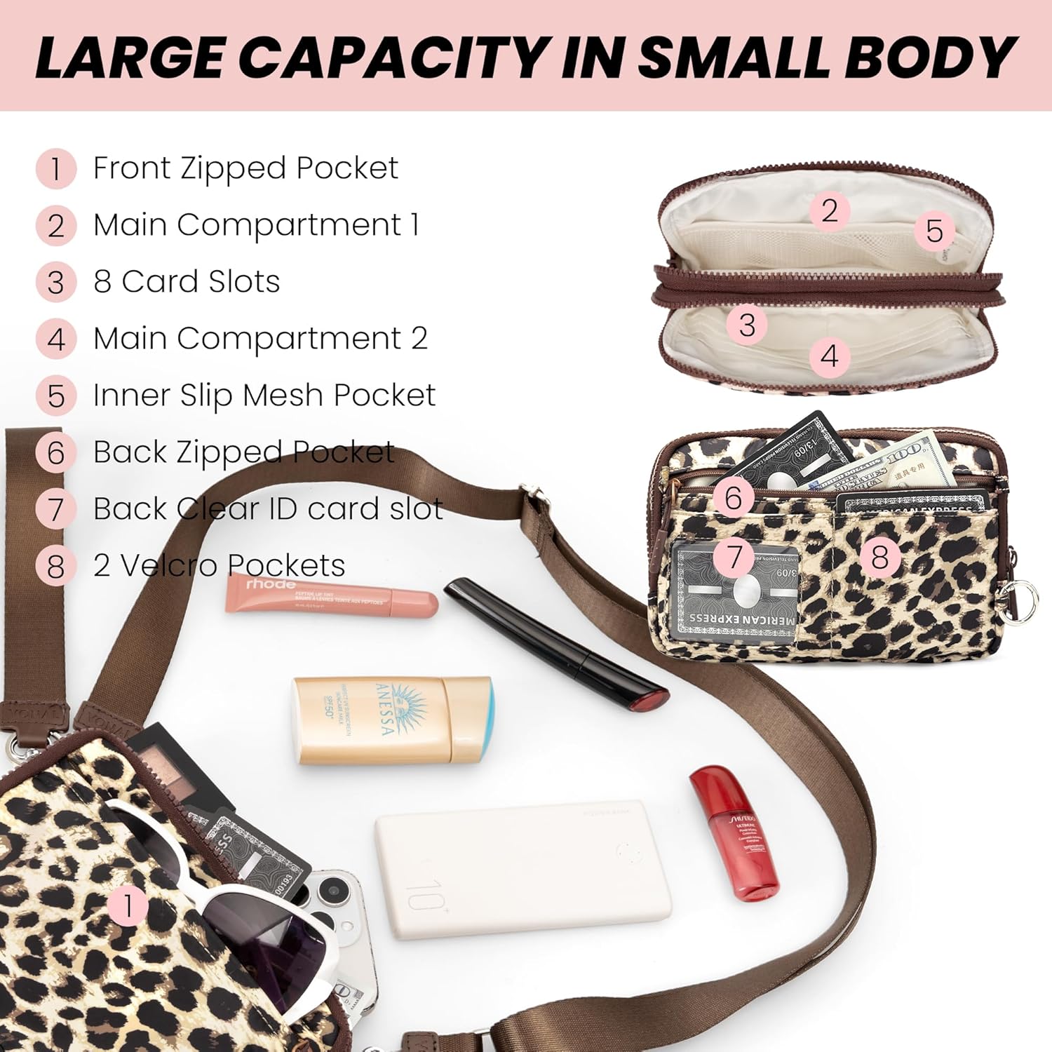 VONAL Wristlet Wallets for Women, RFID Wristlet Purse Built in Wallet, Small Nylon Crossbody Bags, Credit Card Holder - Image 5