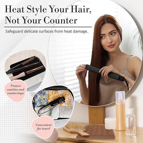 Miniatura 2 de Alfombrilla profesional de silicona resistente al calor de tamaño grande, para colocar todo tipo de planchas de pelo, rizadores, planchas para