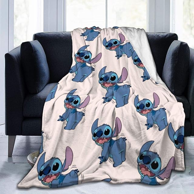 GmCslve Stitch Lilo Flannel Blankets Microfiber Super Soft Fluffy Warm Blanket For Beds And Sofas Multiple Sizes Available60 x50