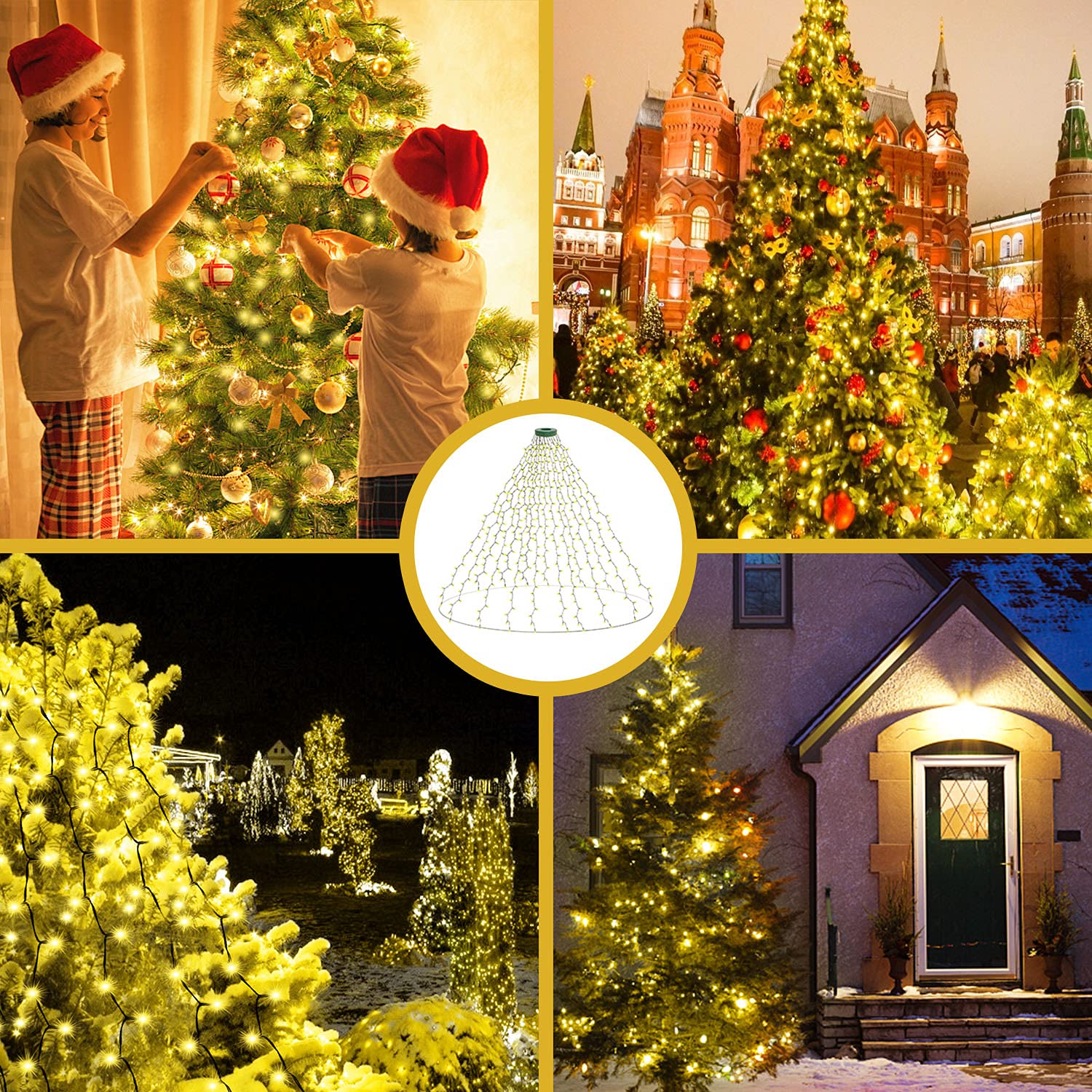 aneeway Guirlandes Lumineuses 400 LED Blanc Chaud Waterproof Lumières de Noël Intérieur et Extérieure String Allume avec Minuterie Décoration Festivals Mariages, 8 Modes D’éclairage
