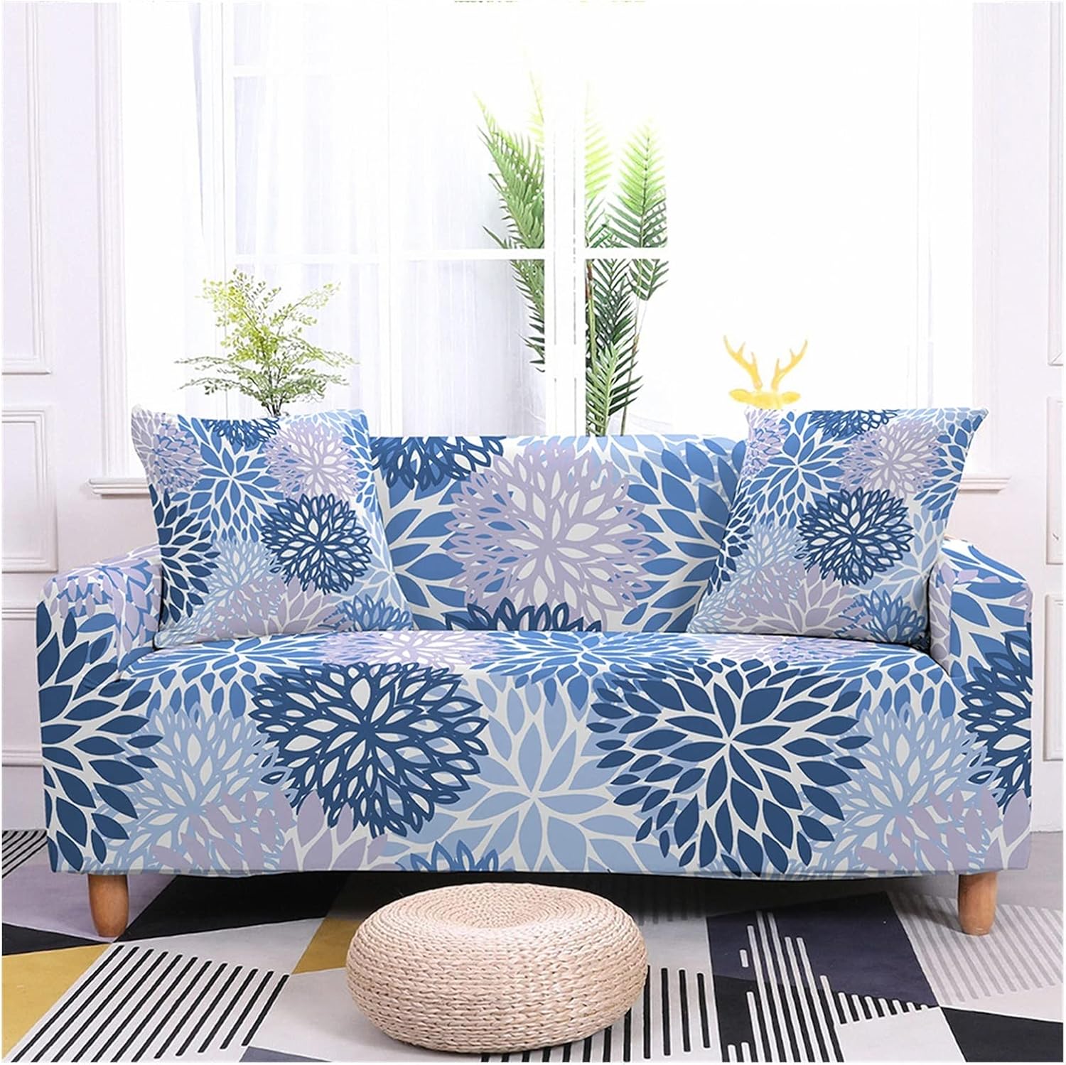 LESANGBAIHUODIAN 花弾性ソファカバーソファカバーストレッチスリップカバー熱帯葉断面ソファカバー家具プロテクター家の装 LESANGBAIHUODIAN  弾性ソファカバーリビングルーム無地ポリエステルコーナーストレッチスリップカバーソファ保護カバー 1 LESANGBAIHUODIAN 弾性 ... LESANGBAIHUODIAN 曼荼羅花柄弾性ソファカバーフィットリビングルームのための幾何学スリップカバー断面ソファカバーコーナ