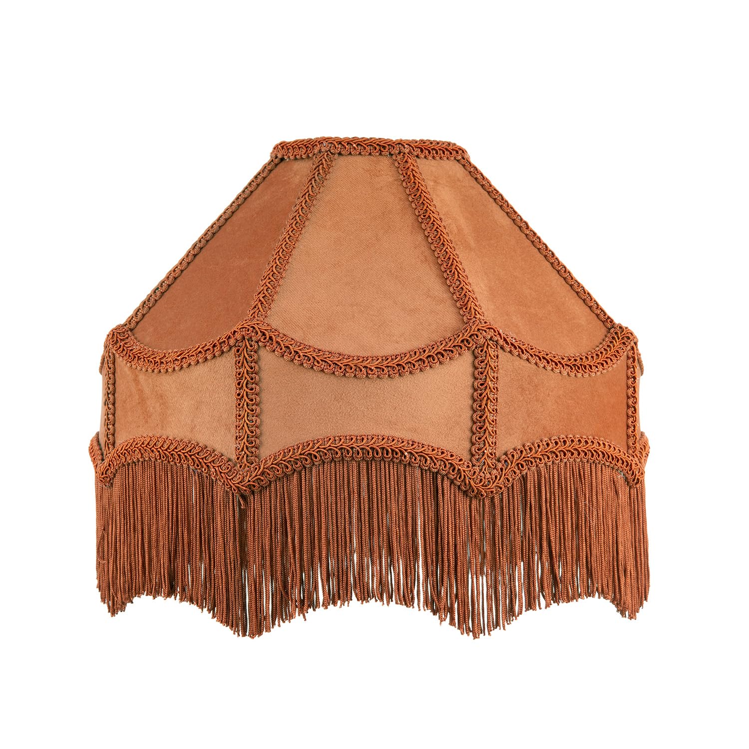 Rackhams Light Traditional Victorian Empire Lampshade In Mustard Ochre Velvet With Long Tassels