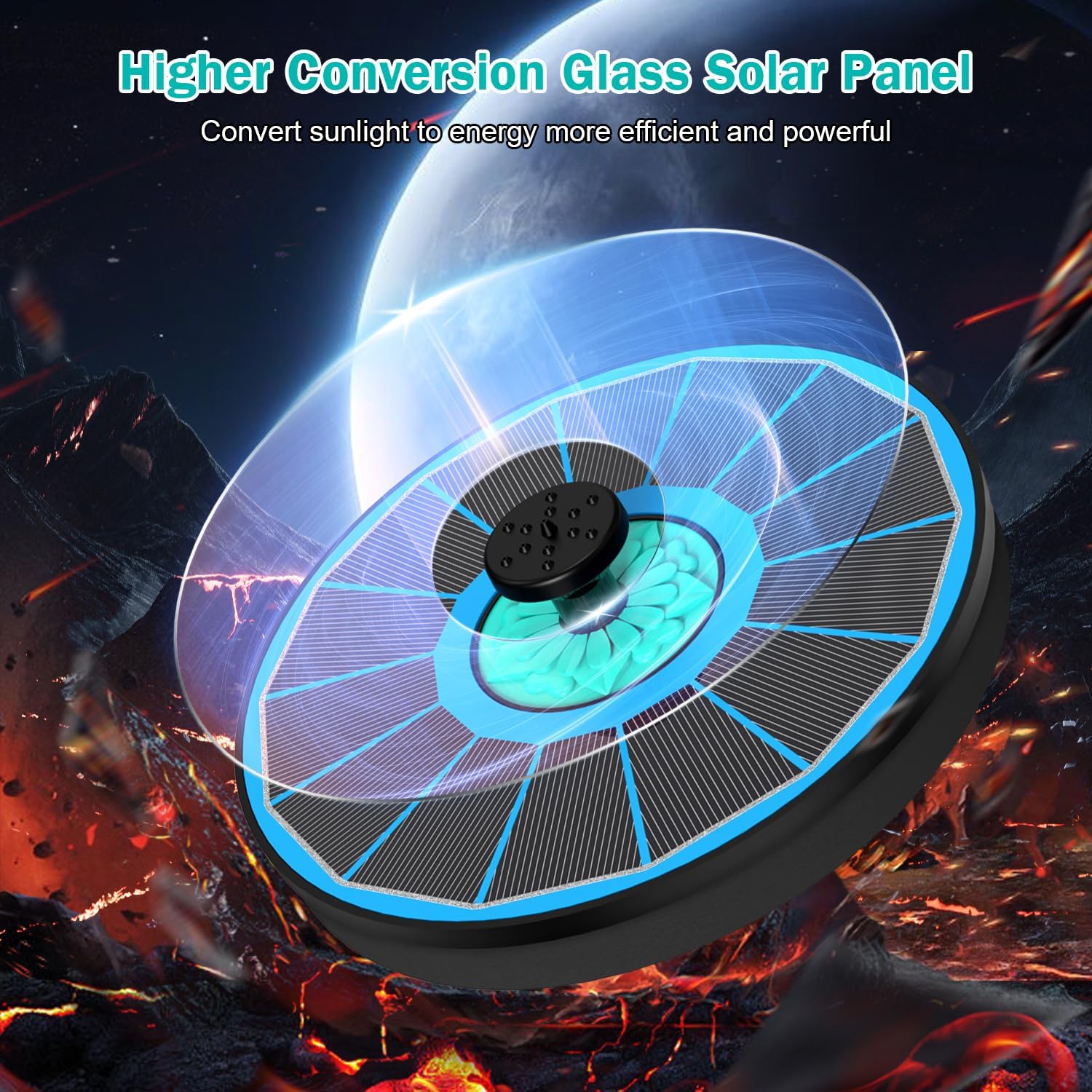 Fontaine Solaire, SZMP 2026 3.5W Pompe Solaire Bassin Exterieur avec 7 Buse pour Bain d'oiseau, Piscine, Patio, Décoration de Jardin (Bleu) - 5