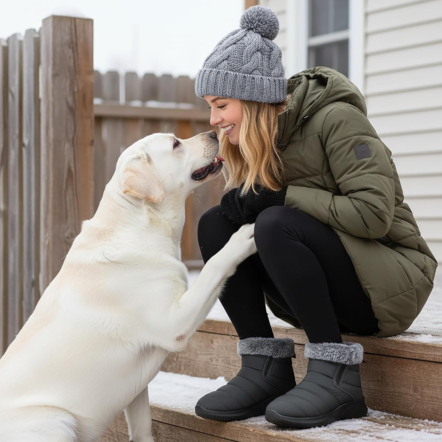 Alicegana Winter Snow Boots for Women: Comfortable Warm Fur Lined Anti Slip Winter Shoes Waterproof Slip On Walking Outdoor Ankle Booties - Image 2