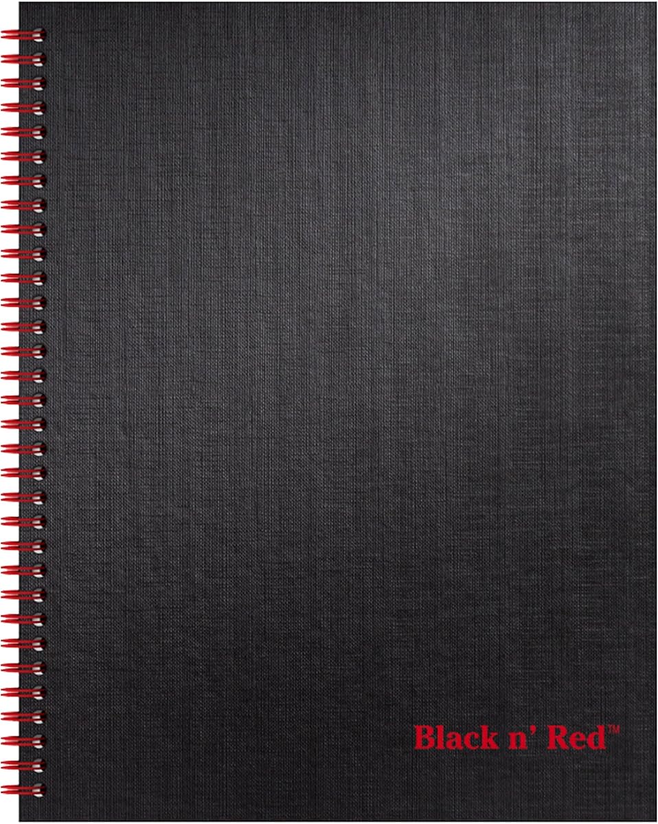 Amazon.com : Black n' Red Notebook, Business Journal, 11" x 8-1/2", 70 Sheets, Ruled, Optik Paper, Scribzee App, Hardcover, Wirebound, Black (K67030) : Wirebound Notebooks : Office Products
