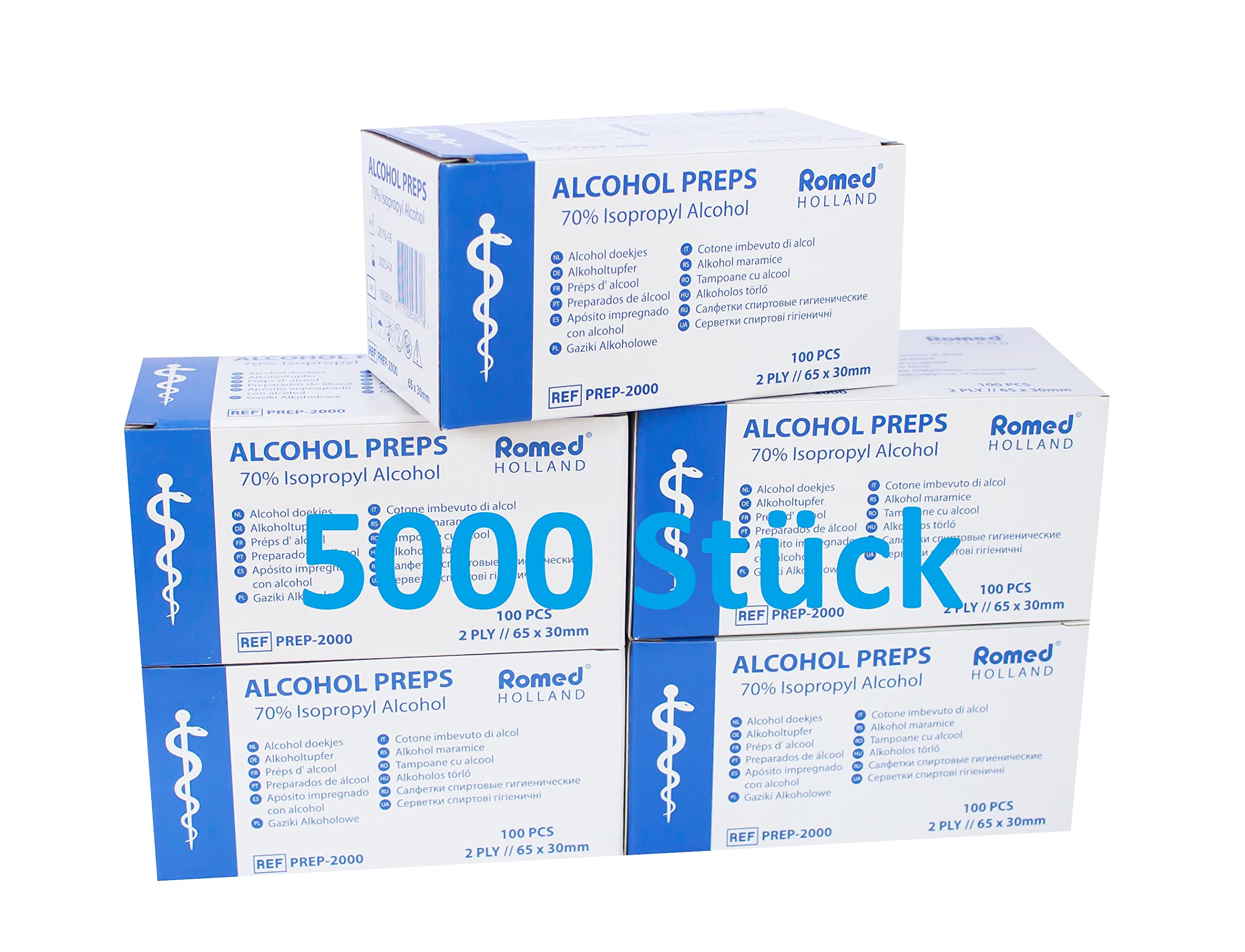 5000 Pieza Hisopos de alcohol ( 50 x 100 ) Torunda Alkoholpads de Romed Medical