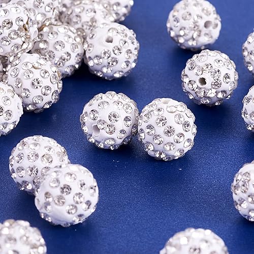 Miniatura 6 de 100 cuentas redondas de diamantes de imitación de 0.472 pulgadas (0.472 in), cuentas espaciadoras sueltas para hacer collares, pulseras y joyas