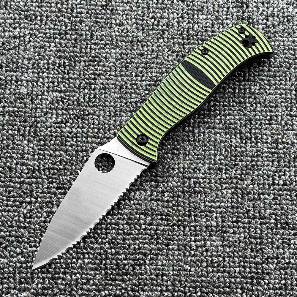 Klappmesser 8.35" scharfes Taschenmesser Loch aus stahl vg-10, Streifen G10, Edc Outdoor Messer, Survival Jagdmesser einhandmesser, flipper messer multitool mit clip, Rettungsmesser tanto, geschenk