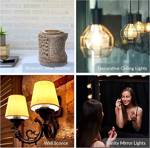 Miniatura 5 de Simba Lighting Calentador de cera aromática, globo pequeño G16.5, bombilla redonda de 25 W, base de candelabro E12 (paquete de 4) para candelabro,
