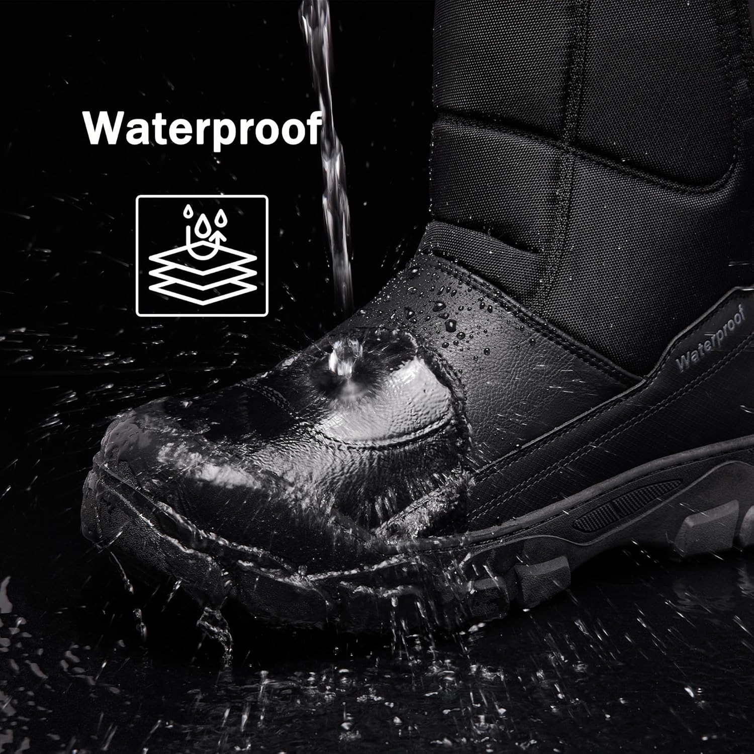 Men’s Snow Boots Winter Waterproof Warm Boots Zipper Closure Outdoor Cold Weather Insulated Shoes - Image 4