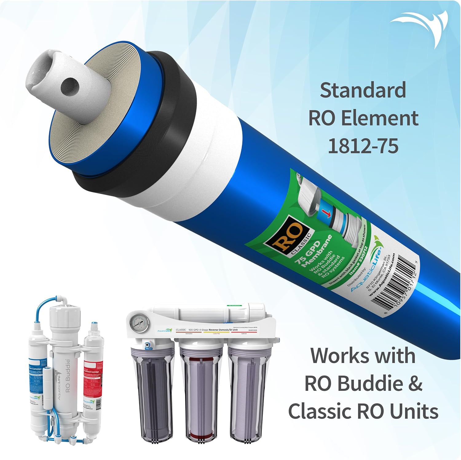 AquaticLife 75 GPD RO Membrane Filter Replacement Cartridge for RO Buddie and Reverse Osmosis Water Filter System Units - Image 5