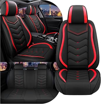 CTDS Car Seat Covers for Honda HR-V 2016-2026, Stylish Sport Seat Cover, Premium Nappa Leather Car Seat Cover. Automobile Seat Covers Sets.Standard 5 Seats/Black Red