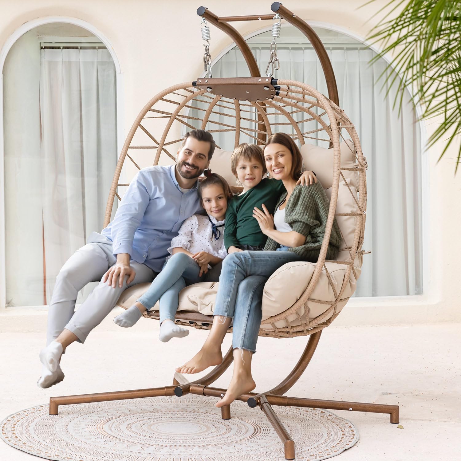 NICESOUL double swing egg chair with stand