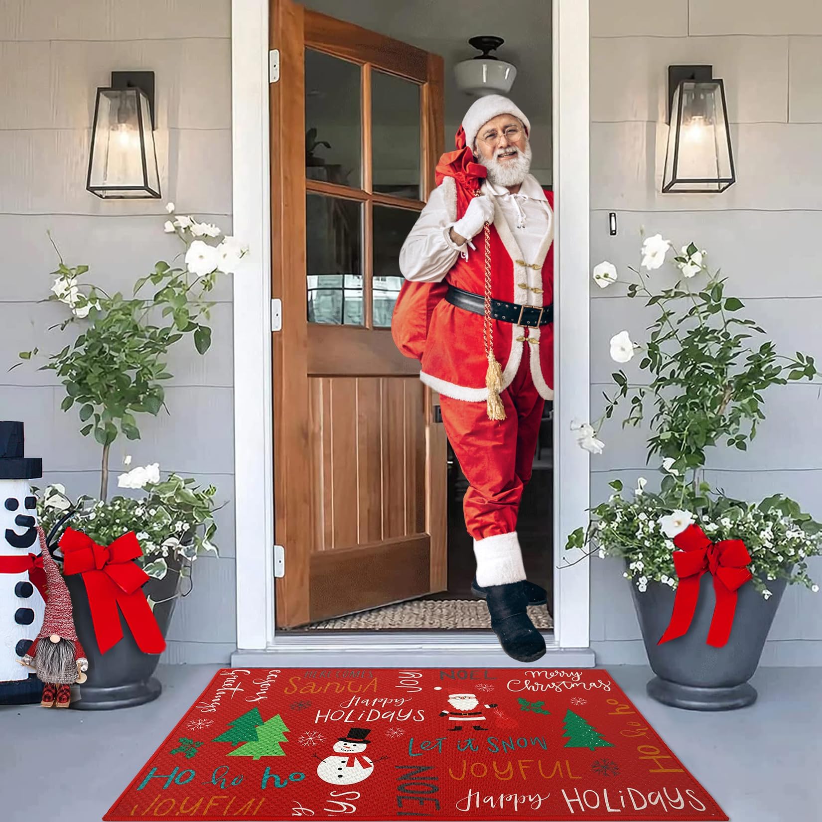 Zstar Felpudo Navideño Decorativo Antideslizante – 40x80cm – Rojo