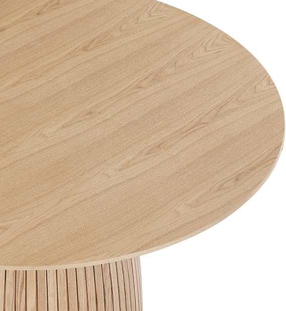 47.24 Round Dining Table, Modern Wood Kitchen Table Comtemporary Dinner Table with Circular Tabletop for Living Room & Dining Room, Oak