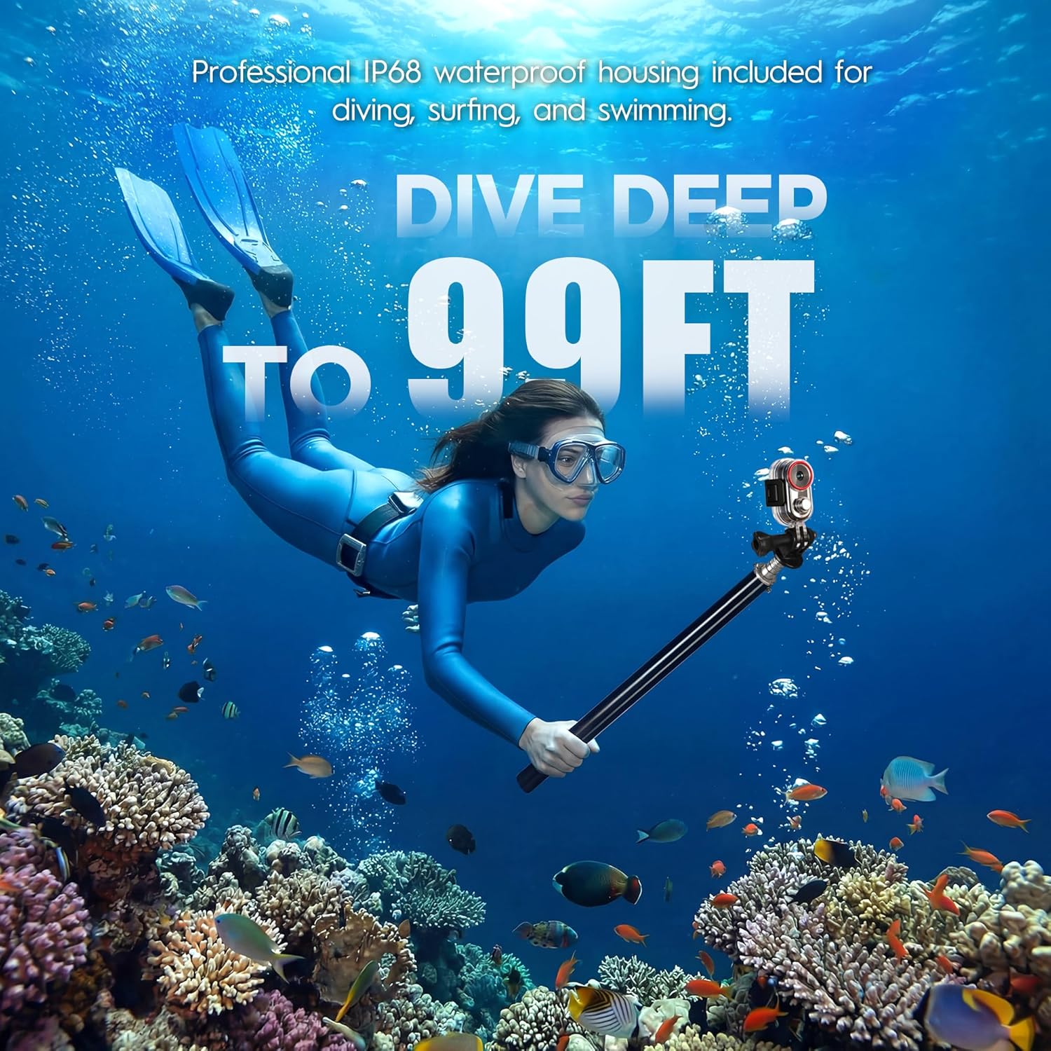 True 4K Action Camera with GPS AI Tracking, 64G Mini Body Camera with 6-Axis Stabilization, Wearable POV Cam with Charging Case, Waterproof Thumb Sports Camera for Cycling Swimming Skiing