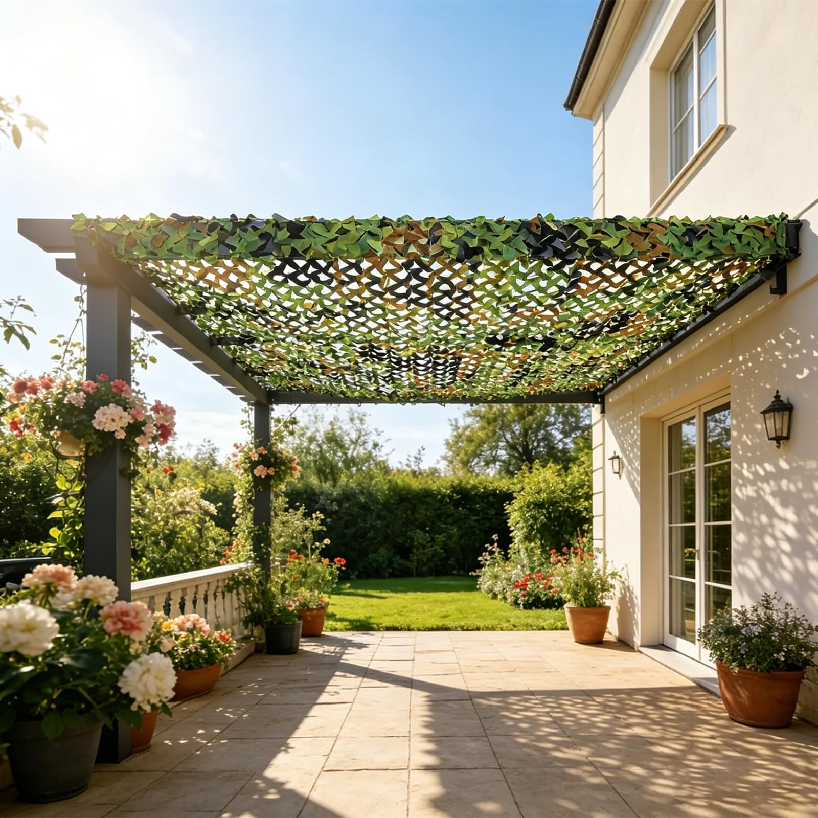 Voile Camouflage Ombrage 210D 3x10m Filet de Camouflage Extérieur pour Terrasse Pergola Décoration Photographie Camping, Filet D'Ombrage Léger et Durable(Couleur:Camo des Bois)