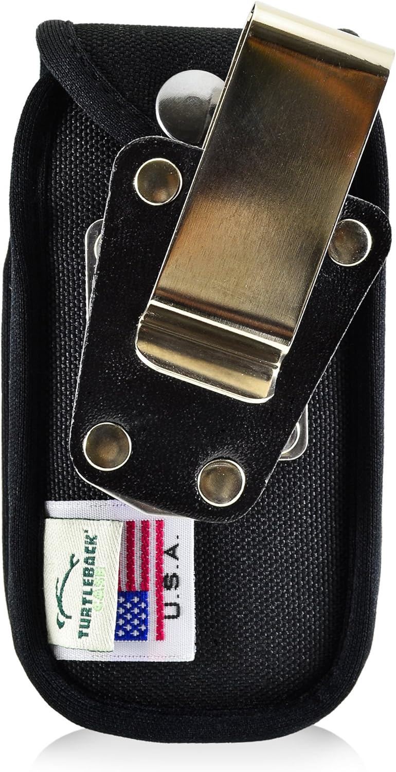 Turtleback Fitted Case Made for Kyocera Cadence Flip Phone Black Nylon Heavy Duty Rotating Removable Metal Belt Clip