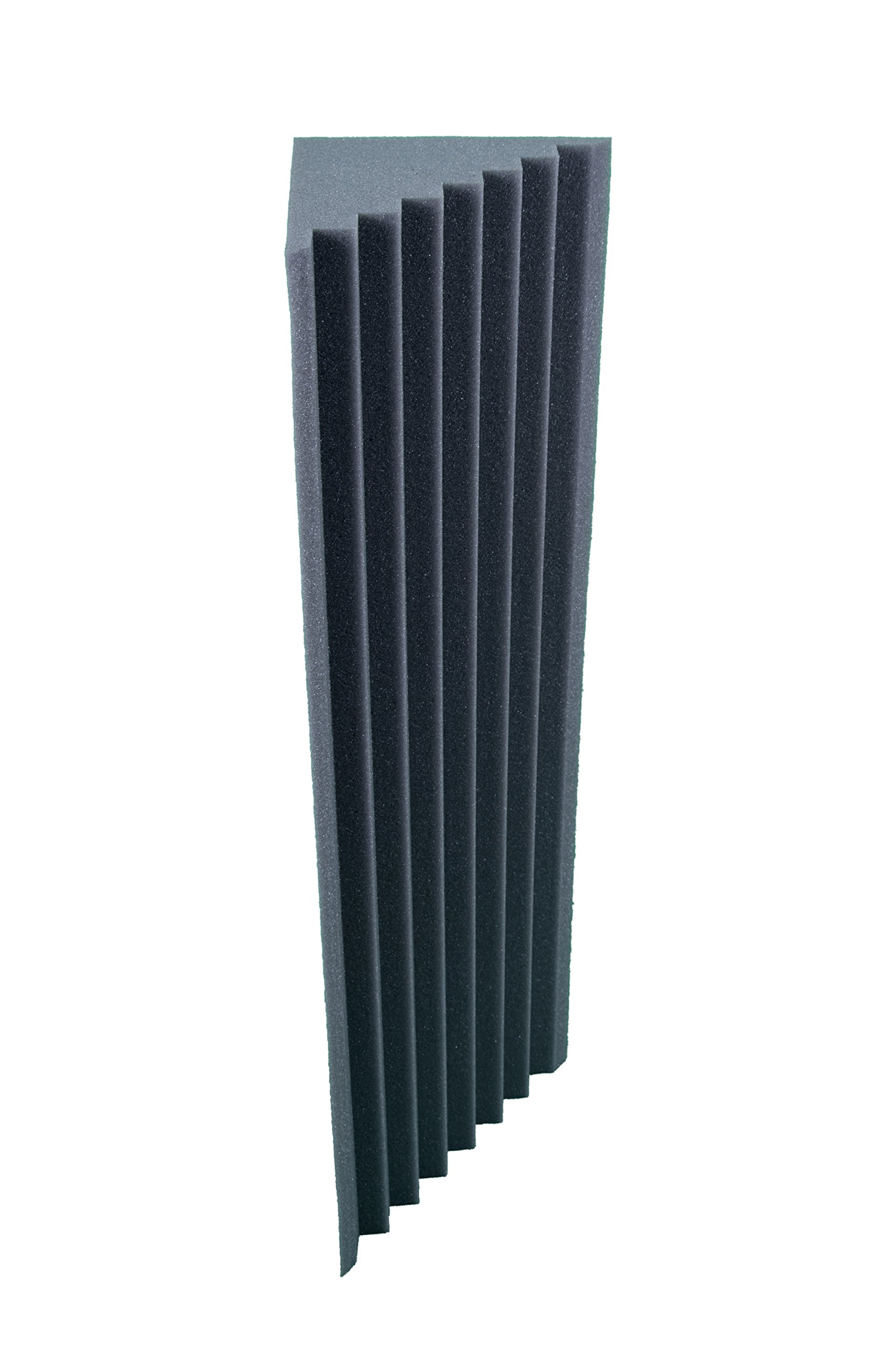 Keyhelm - Bass Traps Pannello Fonoassorbente Angolare Nero in Poliuretano 100% | Pannello Scanalato per Correzione Acustica, Densità 25 kg/m³, 25x25x100 cm, Pacco da 2 Unità | Made in Italy