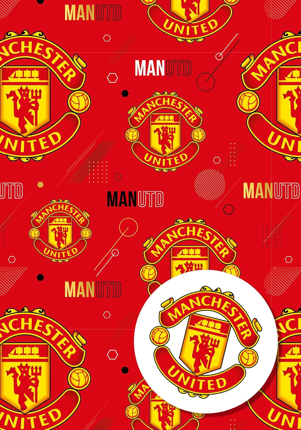 Manchester United Wrapping Paper 2 Sheet 2 Tags, Man United Gift Wrap image 2