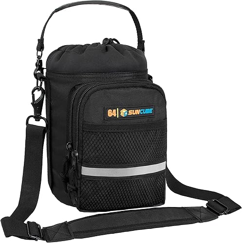 SUN CUBE Soporte para botella de agua con correa, bolsa aislada para botella de agua para caminar, bolso cruzado de transporte para botellas, bolsa