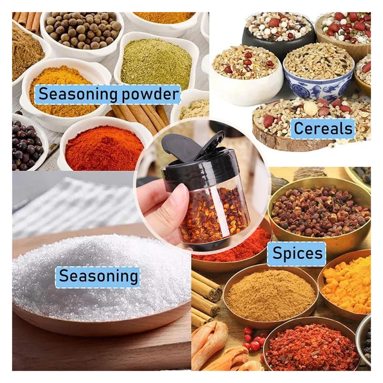 24PCS frascos para condimentos, botellas vacias transparentes para especias | ABS, impermeables, reutilizables para especias, condimentos, polvo sazonador e ingredientes secos