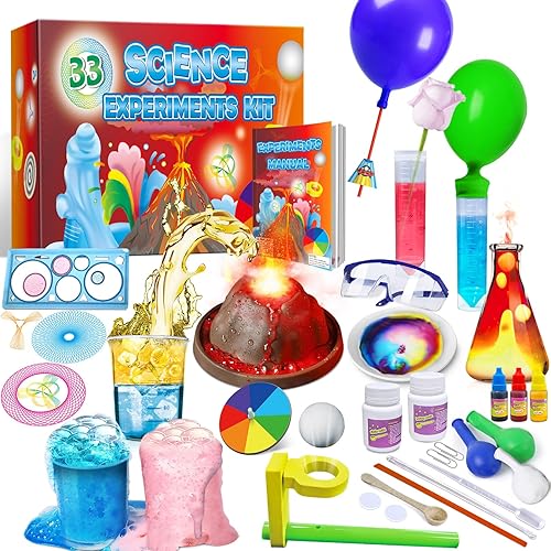 UNGLINGA Kit de ciencia de 33 experimentos para niños, proyecto de ciencia, juguetes STEM, regalos para niños y niñas, juego educativo de química,