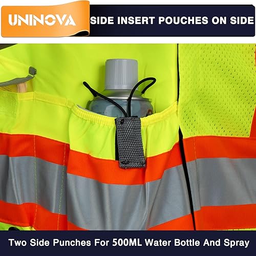 Vista 21 de UNINOVA Surveyor Safety Vest Reflective for Men,Class 2 Heavy Duty Safety Vests Reflective with Pockets and Zipper Sv55 Negro