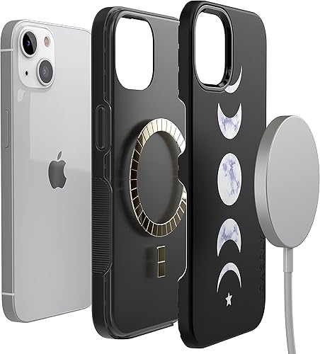 Vista 676 de Casely Funda para iPhone 13 Compatible con MagSafe Color Splash de medianoche Funda retro abstracta Color de medianoche Splash Abstracto