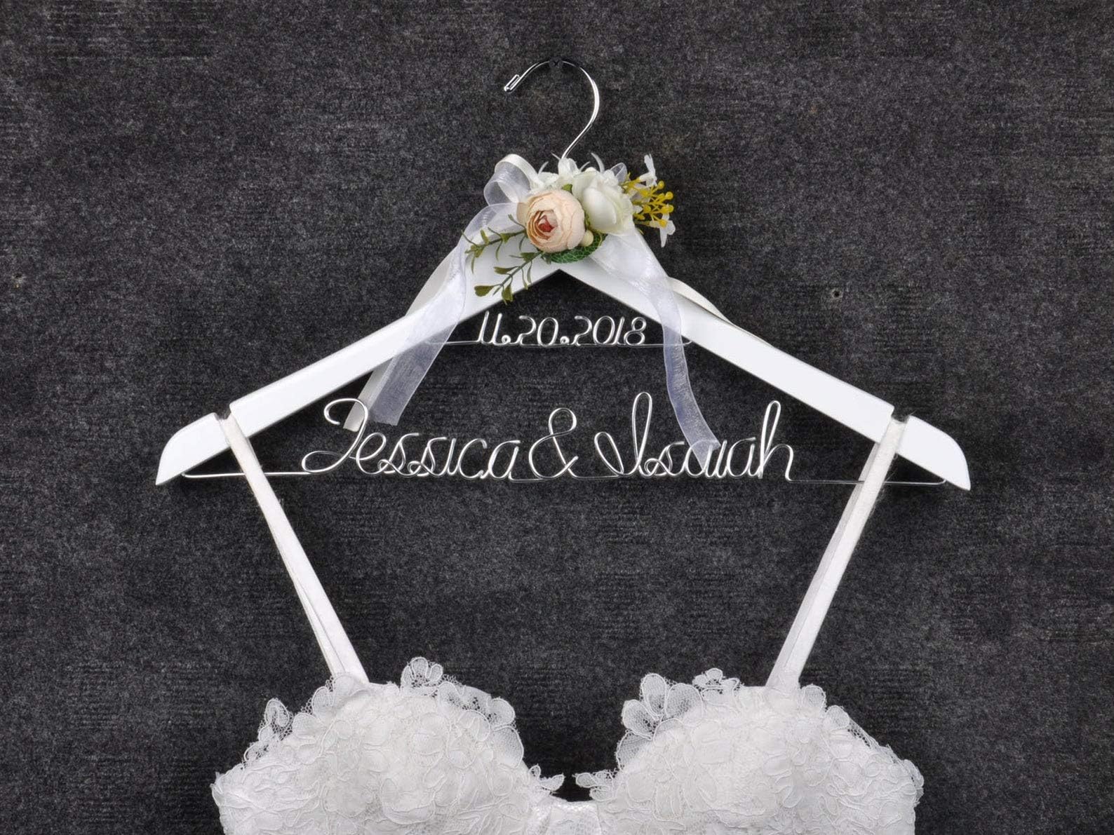 Amazon.com: Bridal Dress Hanger Solid Wood Dress Hangers Mrs Letter ...