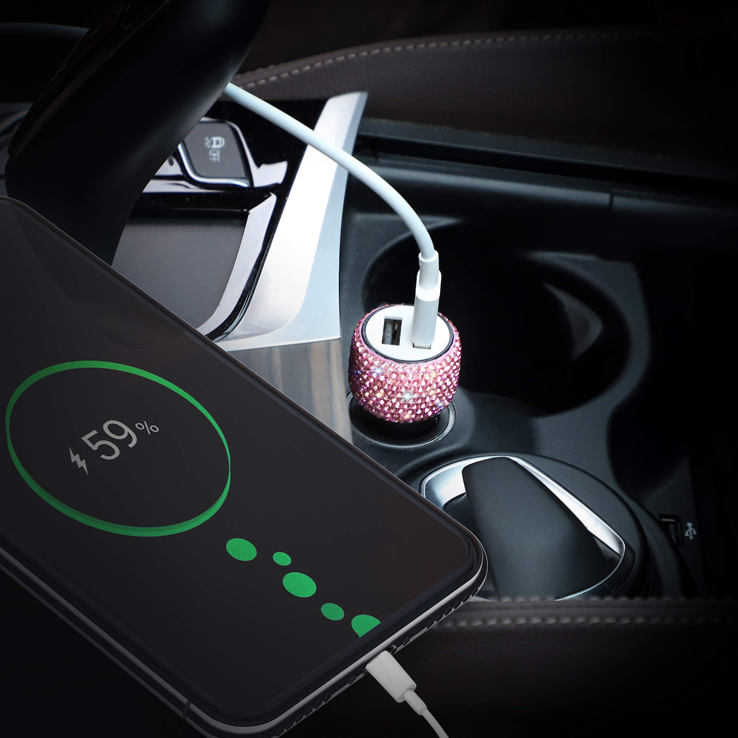 SAVORI - Cargador de coche con doble USB para iPhone Xs Max X Plus, iPad Pro/Mini, Samsung