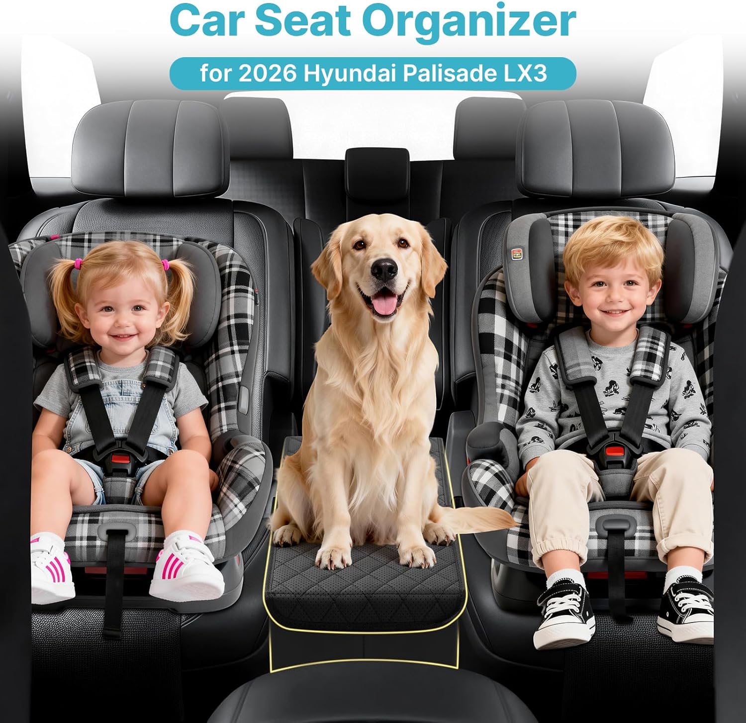 Mixsuper Liner Car Seat Organizer for 2026 Hyundai Palisade LX3, Console Organizer Backseat Box for Palisade LX3, Kids Toys Baby Supplies Dog Toy Box Storage Bin Travel Accessories