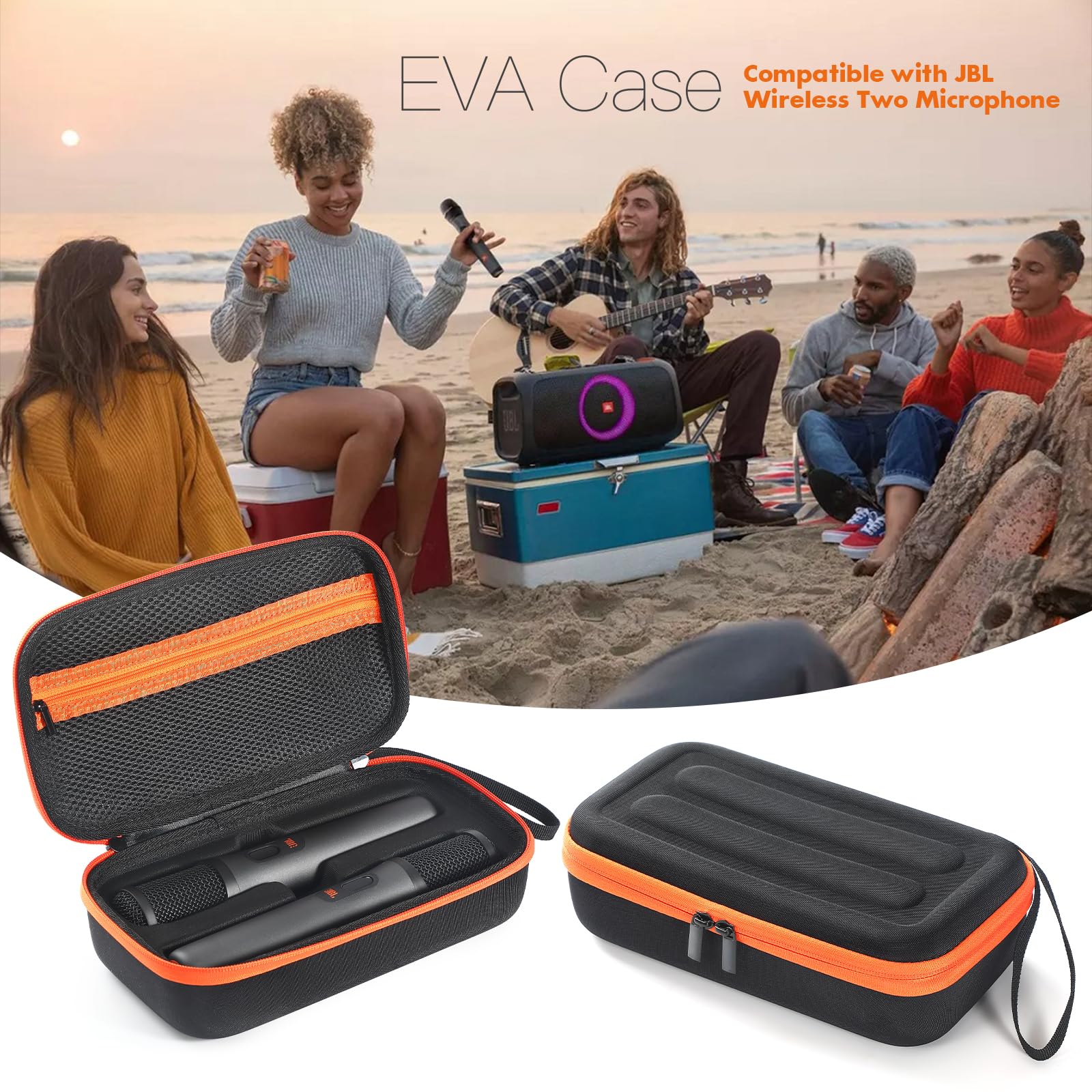 Kabellose Mikrofonhülle Kompatibel mit JBL Wireless Zwei Mikrofonsystem, Handheld Dual Mic Reisetasche, Tragbarer Mikrofonspeicher Eva Hartschalenkoffer Außenkoffer (for JBL Charger Style)