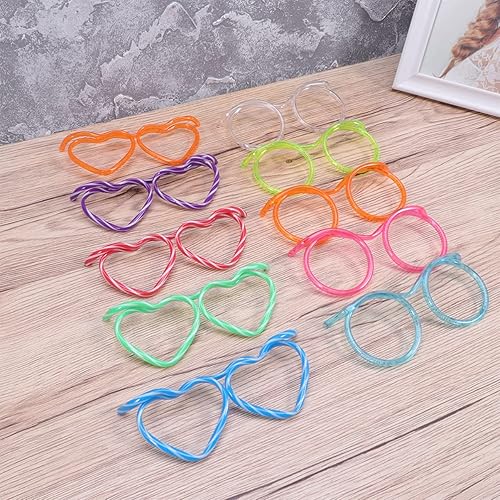 Miniatura 5 de STOBOK 20 popotes para beber, anteojos de plástico tontos, pajitas, pajitas divertidas, marco de anteojos, pajitas para cumpleaños, suministros de