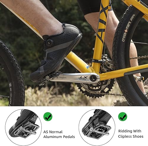 Miniatura 2 de ROCKBROS Pedales de bicicleta de montaña MTB compatibles con SPD bicicleta de montaña de doble función sellada de aluminio sin clip plataforma plana