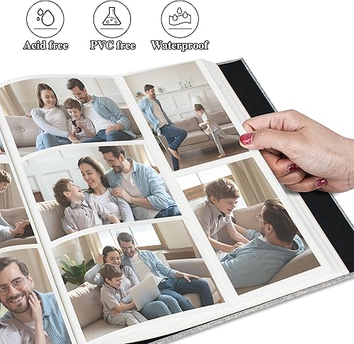 Miniatura 5 de Yopih Álbum de fotos de 4 x 6 pulgadas, 1000 bolsillos, gran capacidad, con cubierta de lino, álbumes de fotos para familia, boda, bebé, libro de
