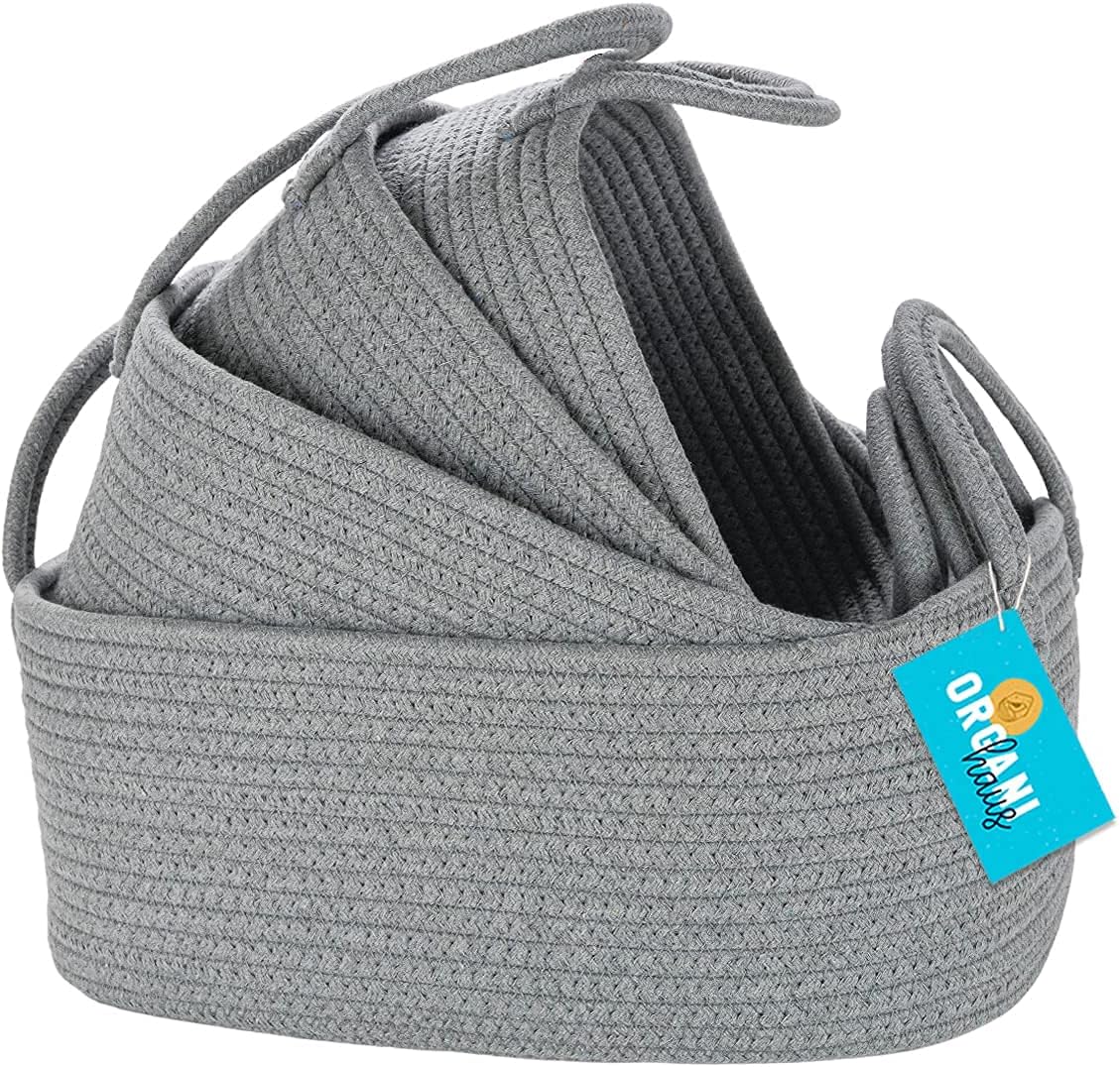 OrganiHaus Set of 4 Grey Storage Baskets Bathroom Storage Baskets