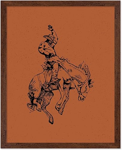 Miniatura 9 de Poster Master Póster de Rodeo marrón – Estampado retro de vaquero sobre caballo – Arte de vaquero – Arte occidental – Arte del salvaje oeste –