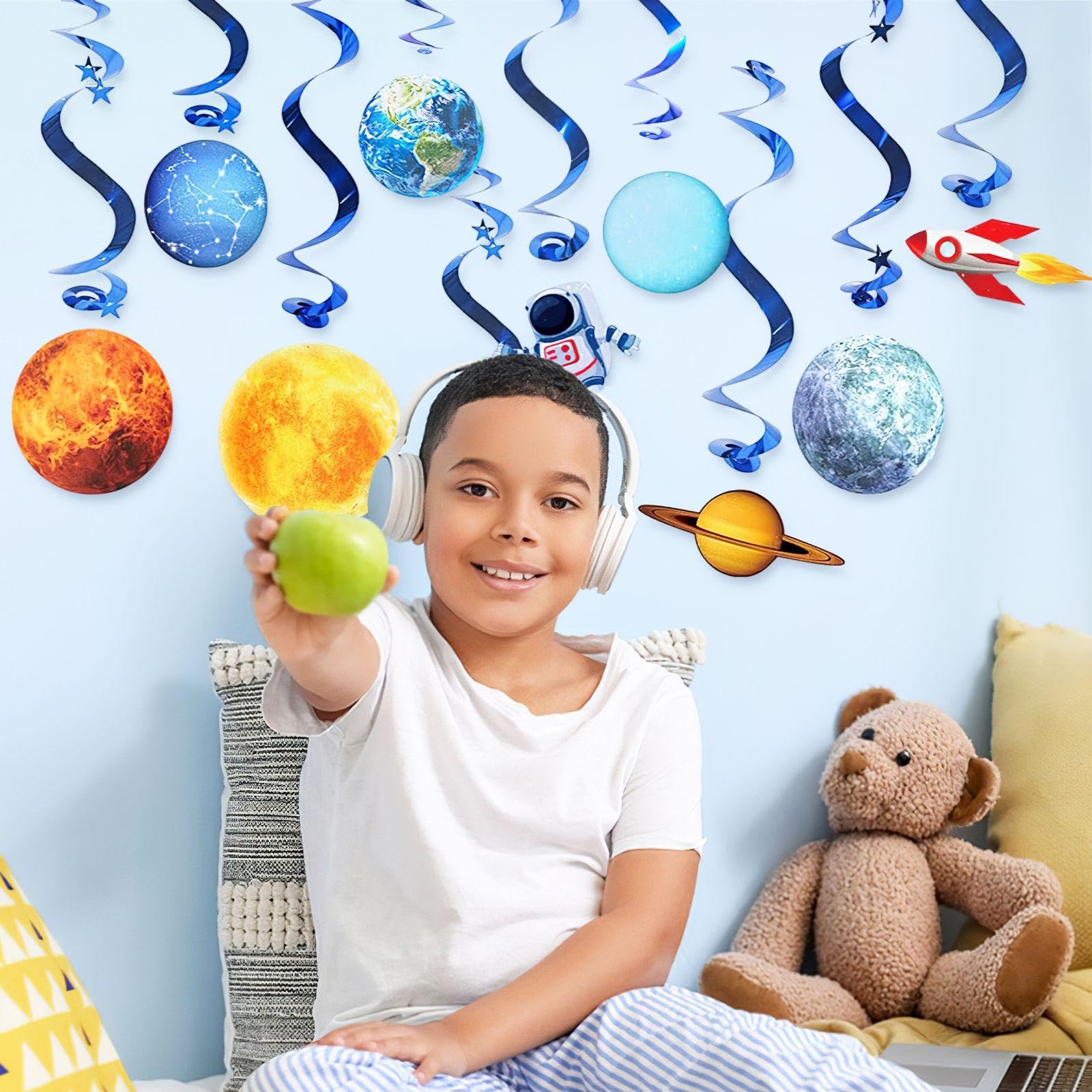 12 Pezzi di Ornamenti A Spirale A Tema Pianeta, Decorazioni per Bambini, Decorazioni per Feste per Bambini E Decorazioni Creative.