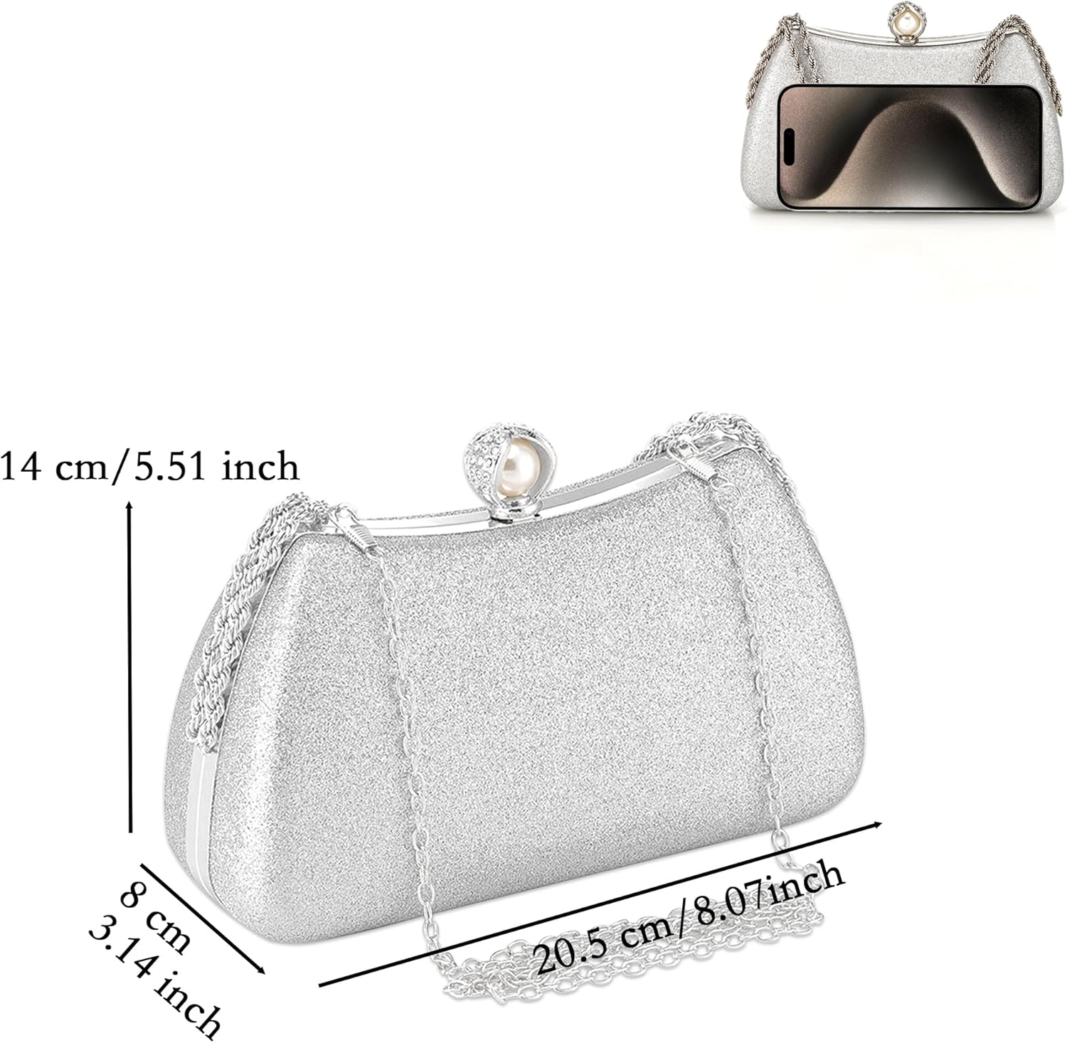 Clutch Purses for Women Glitter Evening Bag Wedding Guest Purse With Detachable Chain Handbags For Bridal Party
